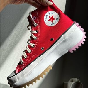 Red and pink Converse